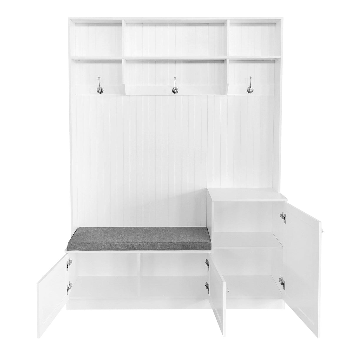 Mondawe Modern 59-in White Wood Hall Tree