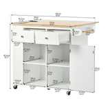 BABOOM White Mdf Base with Wood Top Rolling Kitchen Island (29.3-in x 39.8-in x 33.7-in)