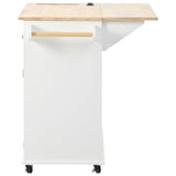 BABOOM White Mdf Base with Wood Top Rolling Kitchen Island (29.3-in x 39.8-in x 33.7-in)