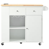 BABOOM White Mdf Base with Wood Top Rolling Kitchen Island (29.3-in x 39.8-in x 33.7-in)