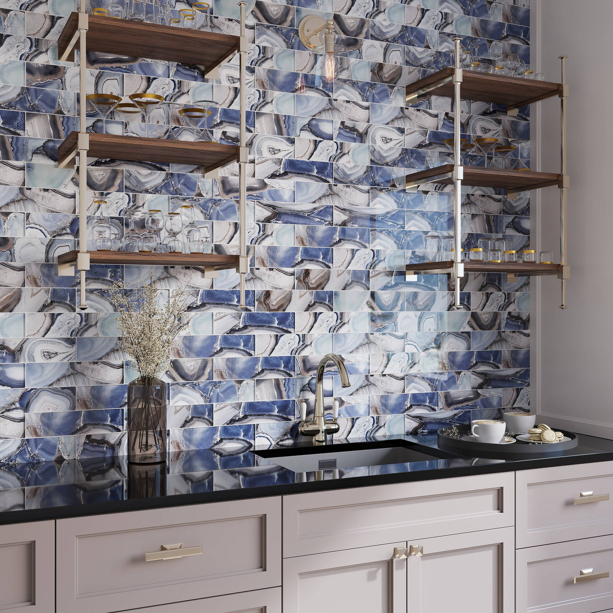 Apollo Tile Carnelian Sea Blue 3-in x 12-in Glossy Glass Subway Floor and Wall Tile (5-sq. ft/ Carton)
