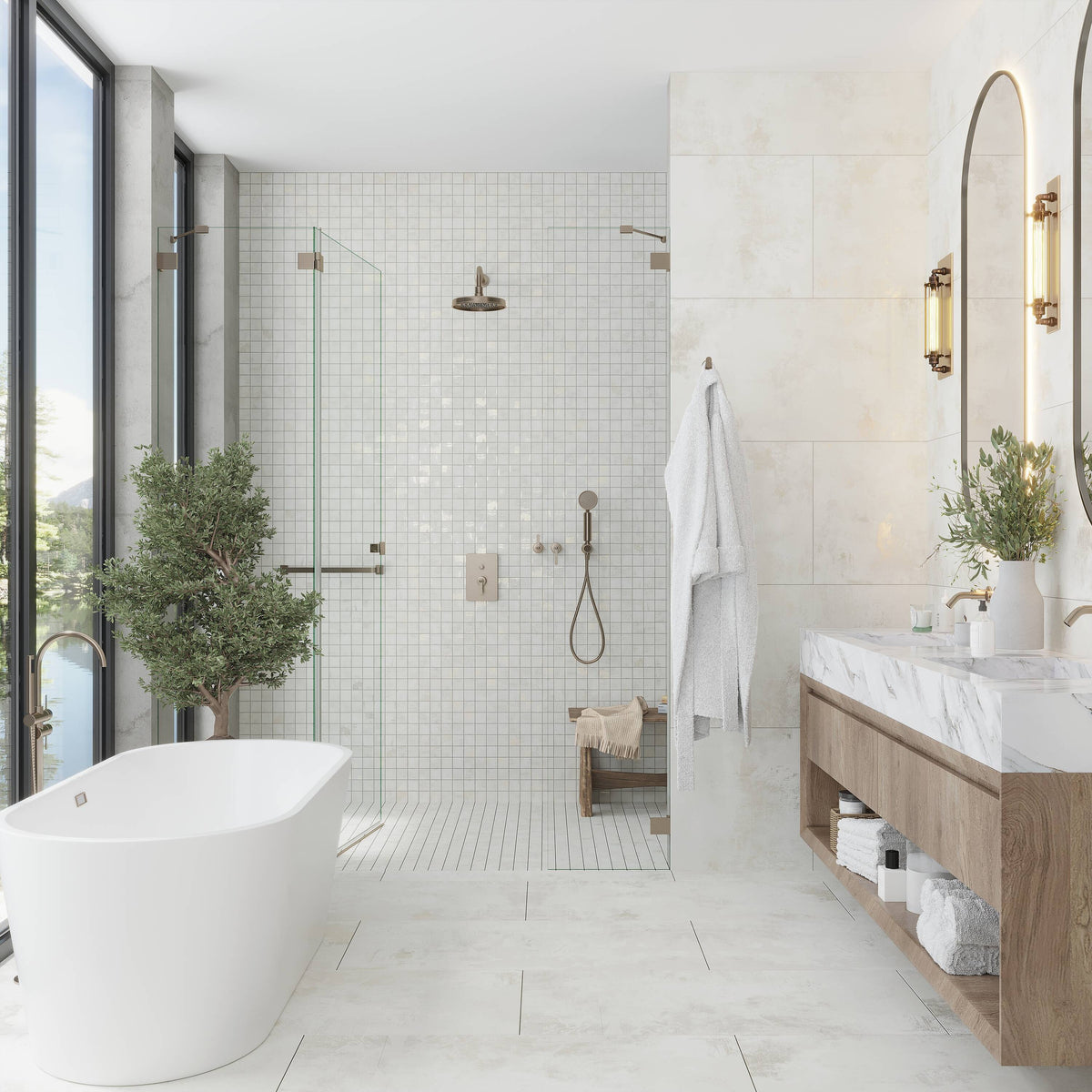 Apollo Tile Aureate White Dove 11-3/4-in x 11-3/4-in Natural Porcelain Uniform Squares Floor and Wall Tile (7.62-sq. ft/ Carton)