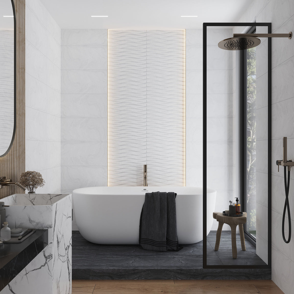 Apollo Tile White 13-in x 25-in Matte Porcelain Marble Look Tile (10.763-sq. ft/ Carton)