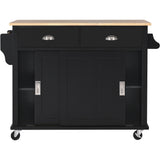 BABOOM Black Mdf Base with Wood Top Rolling Kitchen Island (20.5-in x 52.2-in x 36.6-in)