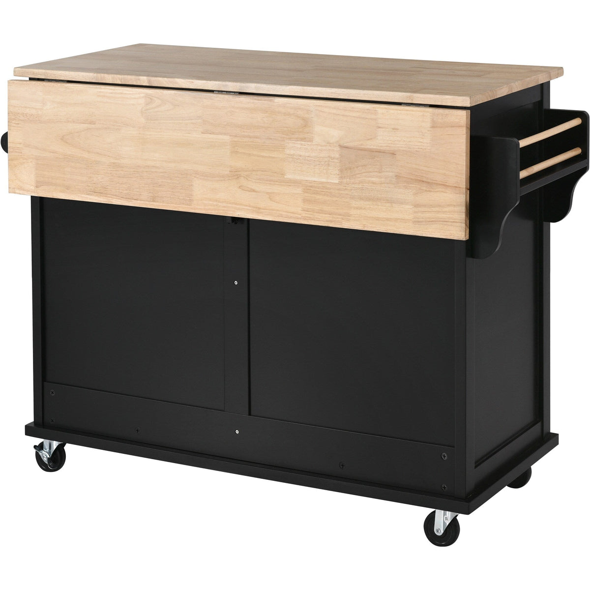 BABOOM Black Mdf Base with Wood Top Rolling Kitchen Island (20.5-in x 52.2-in x 36.6-in)