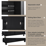 BABOOM Black Mdf Base with Wood Top Rolling Kitchen Island (20.5-in x 52.2-in x 36.6-in)