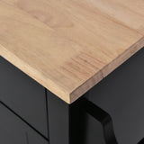 BABOOM Black Mdf Base with Wood Top Rolling Kitchen Island (20.5-in x 52.2-in x 36.6-in)