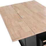 BABOOM Black Mdf Base with Wood Top Rolling Kitchen Island (20.5-in x 52.2-in x 36.6-in)