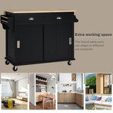 BABOOM Black Mdf Base with Wood Top Rolling Kitchen Island (20.5-in x 52.2-in x 36.6-in)