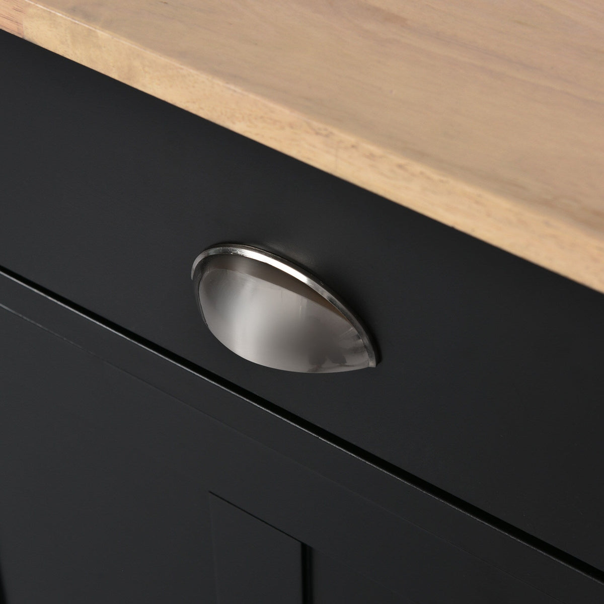 BABOOM Black Mdf Base with Wood Top Rolling Kitchen Island (20.5-in x 52.2-in x 36.6-in)