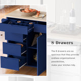 BABOOM Blue Mdf Base with Wood Top Rolling Kitchen Island (18.5-in x 53.1-in x 37-in)
