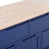 BABOOM Blue Mdf Base with Wood Top Rolling Kitchen Island (18.5-in x 53.1-in x 37-in)