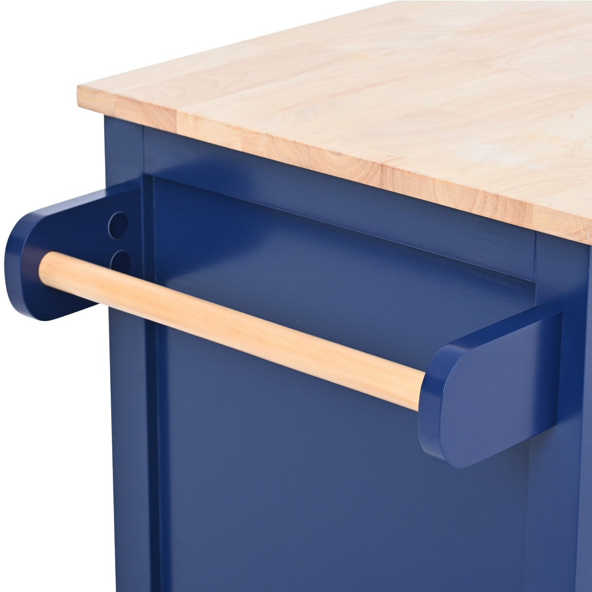 BABOOM Blue Mdf Base with Wood Top Rolling Kitchen Island (18.5-in x 53.1-in x 37-in)