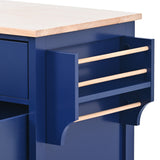 BABOOM Blue Mdf Base with Wood Top Rolling Kitchen Island (18.5-in x 53.1-in x 37-in)