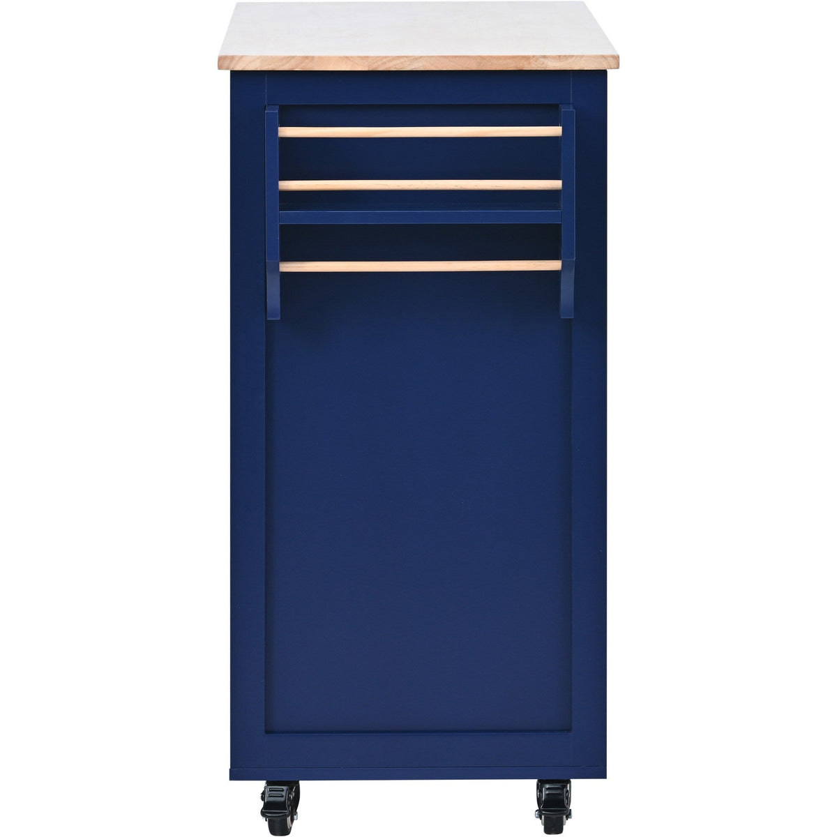 BABOOM Blue Mdf Base with Wood Top Rolling Kitchen Island (18.5-in x 53.1-in x 37-in)