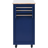 BABOOM Blue Mdf Base with Wood Top Rolling Kitchen Island (18.5-in x 53.1-in x 37-in)