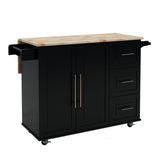 BABOOM Black Mdf Base with Wood Top Rolling Kitchen Island (16.93-in x 53.54-in x 36.02-in)