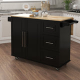 BABOOM Black Mdf Base with Wood Top Rolling Kitchen Island (16.93-in x 53.54-in x 36.02-in)