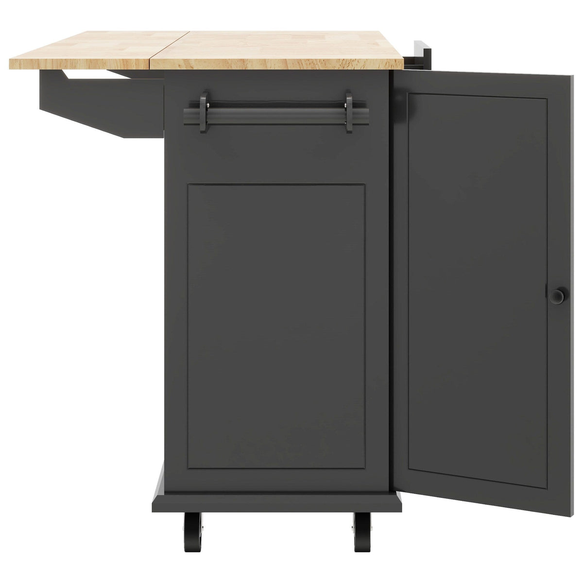 BABOOM Black Mdf Base with Wood Top Rolling Kitchen Island (28.7-in x 53.9-in x 36.8-in)
