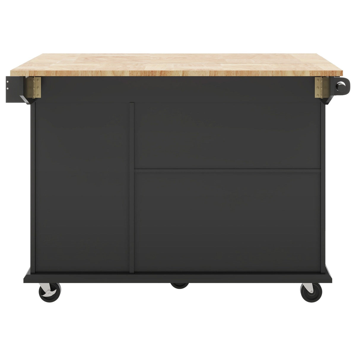 BABOOM Black Mdf Base with Wood Top Rolling Kitchen Island (28.7-in x 53.9-in x 36.8-in)