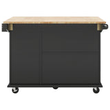 BABOOM Black Mdf Base with Wood Top Rolling Kitchen Island (28.7-in x 53.9-in x 36.8-in)