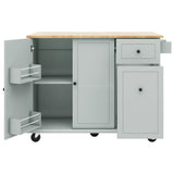 BABOOM Gray Mdf Base with Wood Top Rolling Kitchen Island (28.7-in x 53.9-in x 36.8-in)
