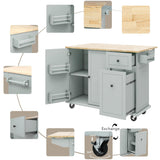BABOOM Gray Mdf Base with Wood Top Rolling Kitchen Island (28.7-in x 53.9-in x 36.8-in)