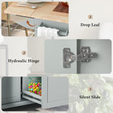 BABOOM Gray Mdf Base with Wood Top Rolling Kitchen Island (28.7-in x 53.9-in x 36.8-in)