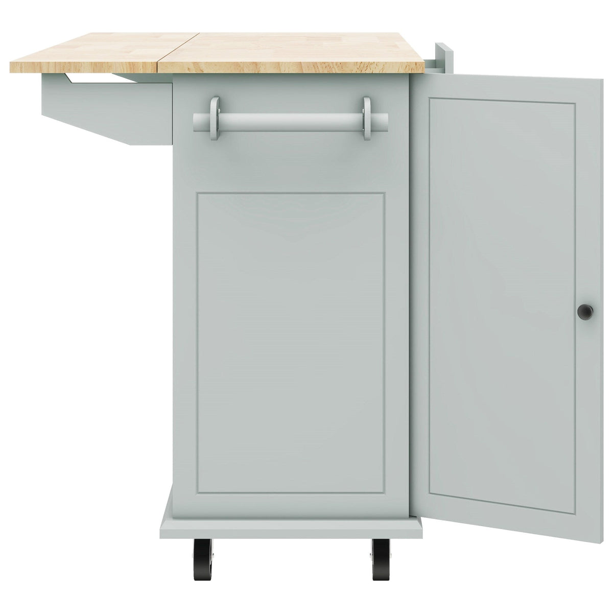 BABOOM Gray Mdf Base with Wood Top Rolling Kitchen Island (28.7-in x 53.9-in x 36.8-in)