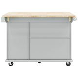 BABOOM Gray Mdf Base with Wood Top Rolling Kitchen Island (28.7-in x 53.9-in x 36.8-in)