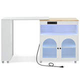 BABOOM White Mdf Base with Wood Top Rolling Kitchen Island (15.75-in x 56.3-in x 38.2-in)