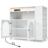 BABOOM White Mdf Base with Wood Top Rolling Kitchen Island (15.75-in x 56.3-in x 38.2-in)