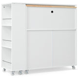 BABOOM White Mdf Base with Wood Top Rolling Kitchen Island (15.75-in x 56.3-in x 38.2-in)