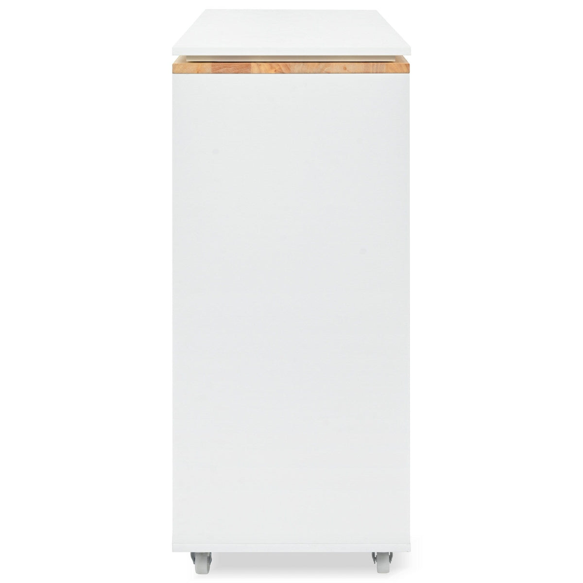 BABOOM White Mdf Base with Wood Top Rolling Kitchen Island (15.75-in x 56.3-in x 38.2-in)