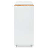 BABOOM White Mdf Base with Wood Top Rolling Kitchen Island (15.75-in x 56.3-in x 38.2-in)
