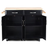 BABOOM Black Mdf Base with Wood Top Rolling Kitchen Island (18.5-in x 48.5-in x 36.5-in)