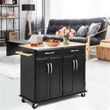 BABOOM Black Mdf Base with Wood Top Rolling Kitchen Island (18.5-in x 48.5-in x 36.5-in)