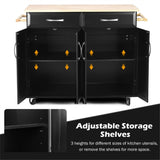 BABOOM Black Mdf Base with Wood Top Rolling Kitchen Island (18.5-in x 48.5-in x 36.5-in)