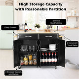 BABOOM Black Mdf Base with Wood Top Rolling Kitchen Island (18.5-in x 48.5-in x 36.5-in)