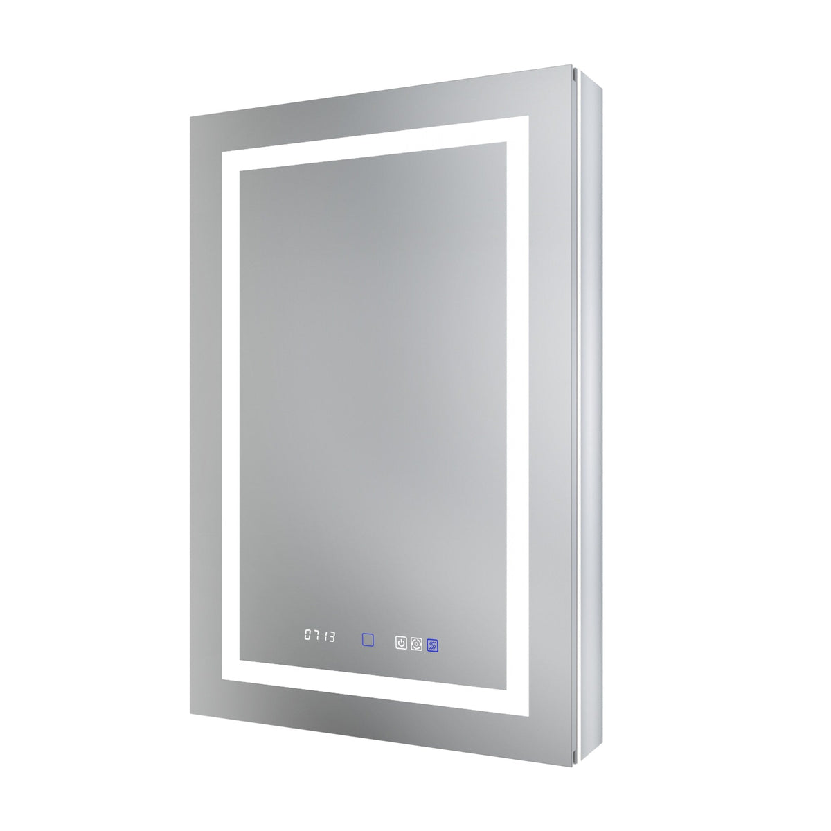WELLFOR V11 24-in x 36-in Lighted LED Fog Free Surface/Recessed Mount Silver Mirrored Soft Close Medicine Cabinet with Outlet