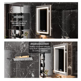 WELLFOR V11 24-in x 36-in Lighted LED Fog Free Surface/Recessed Mount Silver Mirrored Soft Close Medicine Cabinet with Outlet
