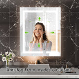 WELLFOR V11 24-in x 36-in Lighted LED Fog Free Surface/Recessed Mount Silver Mirrored Soft Close Medicine Cabinet with Outlet