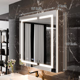 WELLFOR V11 36-in x 36-in Lighted LED Fog Free Surface/Recessed Mount Silver Mirrored Soft Close Medicine Cabinet with Outlet