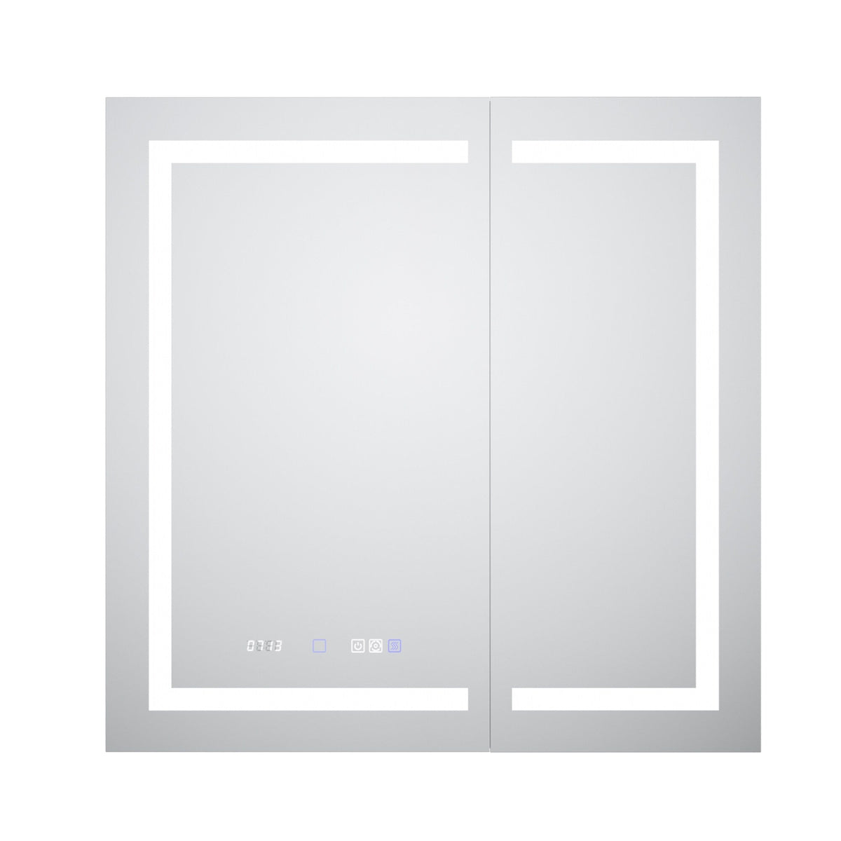 WELLFOR V11 36-in x 36-in Lighted LED Fog Free Surface/Recessed Mount Silver Mirrored Soft Close Medicine Cabinet with Outlet