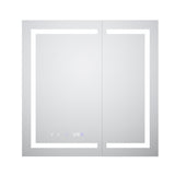 WELLFOR V11 36-in x 36-in Lighted LED Fog Free Surface/Recessed Mount Silver Mirrored Soft Close Medicine Cabinet with Outlet