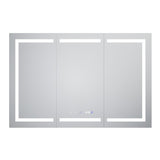WELLFOR 54-in x 36-in Lighted LED Fog Free Surface/Recessed Mount Silver Mirrored Soft Close Medicine Cabinet with Outlet