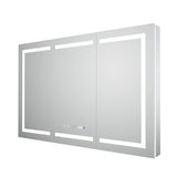 WELLFOR 54-in x 36-in Lighted LED Fog Free Surface/Recessed Mount Silver Mirrored Soft Close Medicine Cabinet with Outlet