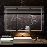 WELLFOR 54-in x 36-in Lighted LED Fog Free Surface/Recessed Mount Silver Mirrored Soft Close Medicine Cabinet with Outlet
