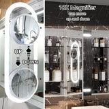 WELLFOR 60-in x 36-in Lighted LED Fog Free Surface/Recessed Mount Silver Mirrored Soft Close Medicine Cabinet with Outlet