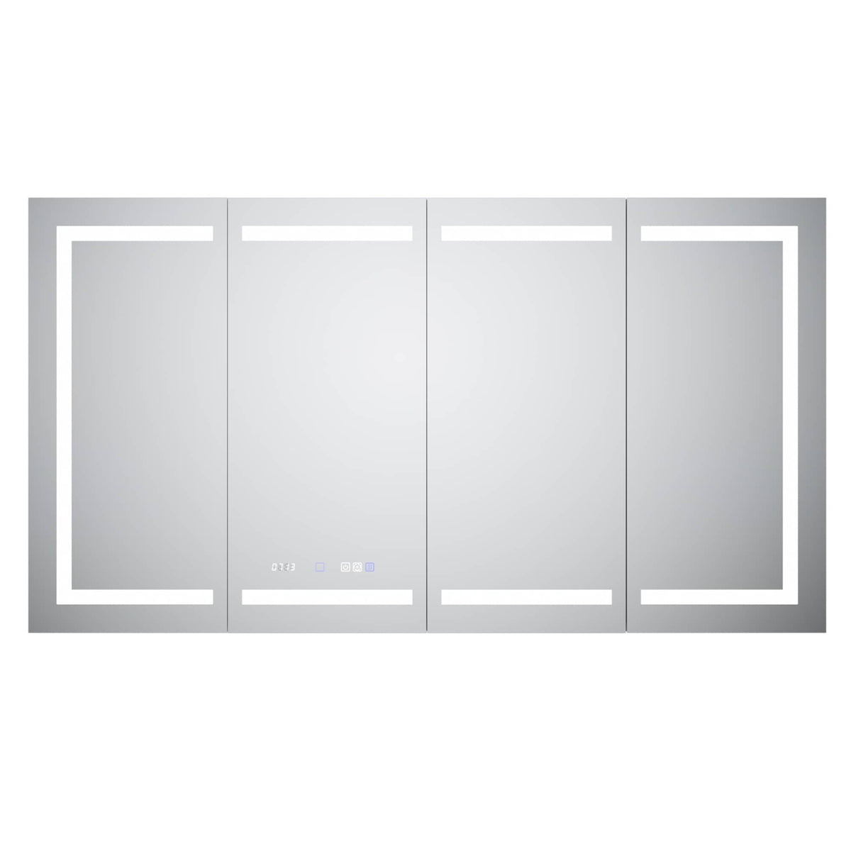 WELLFOR 60-in x 36-in Lighted LED Fog Free Surface/Recessed Mount Silver Mirrored Soft Close Medicine Cabinet with Outlet